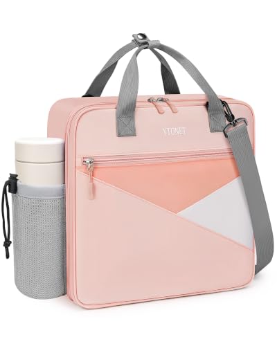 Ytonet Zipper Binder Bag, 2 Inch 3 Ring Binder with Zipper Fit 14 Inch Laptop, 500 Sheets Capacity Zippered Binders with Shoulder Strap & Removable O-Ring Pad for Middle School Student Girls, Pink - color: Pink, size: 2 Inch O-ring