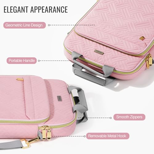 MoKo 13-14 in Puffer Laptop Sleeve Bag for 13-inch New Mac Air M5/Neo A18 Pro, 14-inch Mac Pro M5/M4/M3/M2/M1, 13.8“ Surface, Puffy Laptop Carrying Case with Handle & Shoulder Strap, Pink - color: Pink, size: 13.3-14 Inch