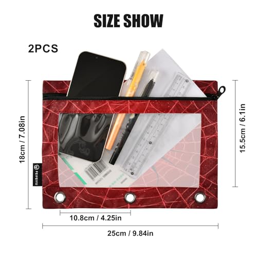 Pencil Pouch 3 Ring Halloween Spider Web Red Zipper Pencil Pouches Case Binder Cosmetic Bag 2 Pack for Office School College Supplies - color: Halloween Spider Web Red