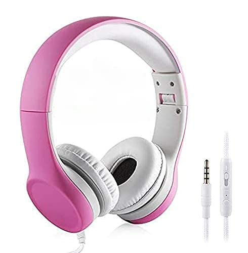 Kids Headphones with Cord, Toddler Headphones with Sharing Function, 85dB/93dB Safe Volume Limit, for Toddler Children Baby Boys Girls On-line Study, School, Travel use (Pink) - color: Pink