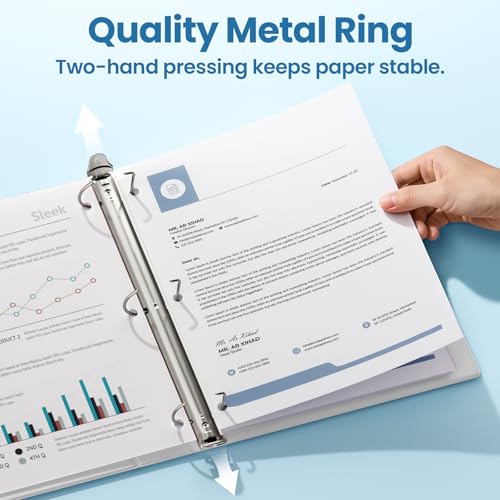 SUNEE 3 Ring Binder, 1/2 Inch D Ring, Clear View PVC-Free (Fit 8.5x11 Inches), White, 1 Pack - color: White, size: 0.5 Inch, style: 1 Pack