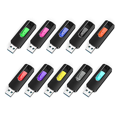 RAOYI 10 Pack 32GB USB 3.0 Flash Drives Slide Retractable Memory Stick Bulk Thumb Drive Jump Drive Zip Drive USB Sticks Data Storage Backup for PC Mac (32G, 10 Mixed Color) - color: 10 Mixed Colors, size: 32GB-3.0