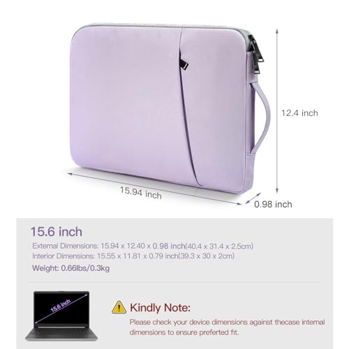 15.6 Inch Laptop Sleeve Case Water-Resistant Computer Bag with Handle for HP Lenovo Dell ASUS Acer Chromebook 15 / HP Envy X360 15.6 / Acer Aspire 15 / Dell Inspiron 15 / Lenovo IdeaPad 15.6 -Purple - color: Purple, size: 15.6 inch