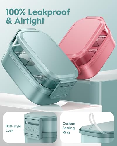 BiuLeon Bento Box Adult Lunch Box, 65 Oz Capacity Lunch Containers(Adjustable 2/3 Tier), BPA-Free, Leak-Proof and Stackable Bento Lunch Box, Microwave & Dishwasher Safe with Utensils(Green) - color: Green