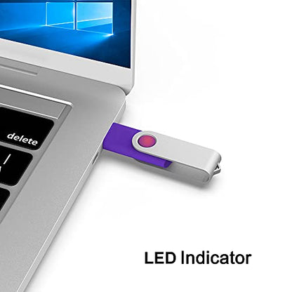 KOOTION 5 Pack 64GB USB 2.0 Flash Drive Thumb Drives - Mixed Color - color: Blue, Red, Green, Purple, Black, size: 64GB 2.0