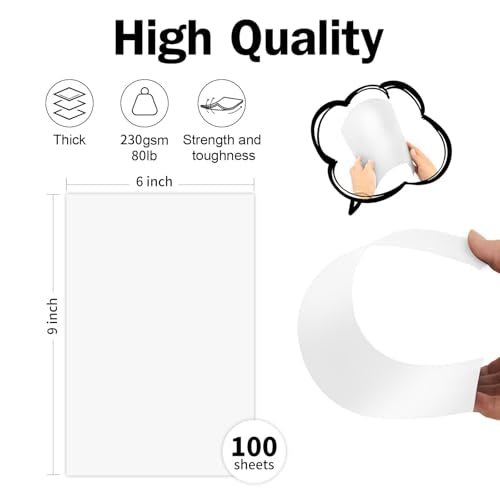 Goefun 100 Pack White Large Index Cards 6x9 Cardstock 80lb | Goefun Thick Printer Paper Big Notecards Blank for Menus, Party Invitations, Greetings, Flash Cards, DIYs - color: white, size: 6x9