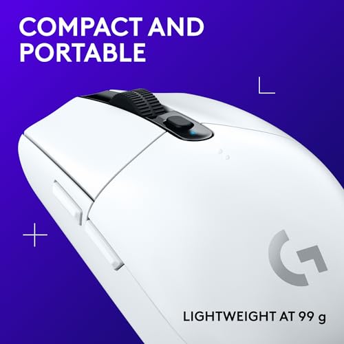 Logitech G305 Lightspeed Wireless Gaming Mouse, Hero Sensor, 12,000 DPI, Lightweight, 6 Programmable Buttons, 250h Battery, On-Board Memory, Compatible with PC, Mac - White - color: White, style: Classic