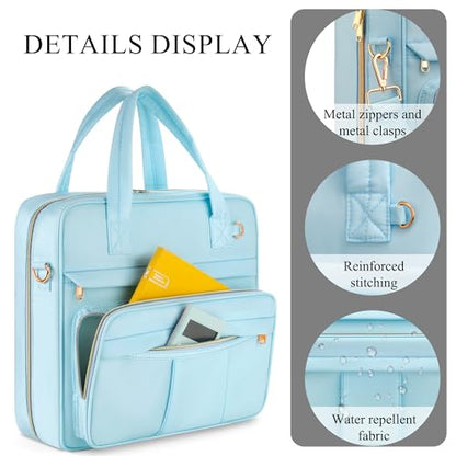 Zipper Binder | 3 Inch O-Ring, 600 Sheet Capacity Trapper Keeper with Shoulder Strap & Handle, Binder Bag with Multiple Storage Pockets, Fits 13" Laptop (Blue) - color: Blue