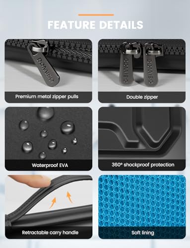 DOMISO 14 inch Laptop Sleeve with Handle Shockproof Computer Bag Waterproof EVA Protective Carrying Case for 14" ThinkPad E480/Yoga 920/13.5" Microsoft Surface Book/HP Pavilion 14 Stream 14, Black - color: Black, size: 14 inch