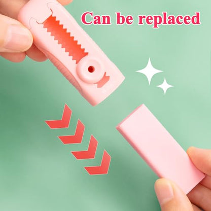 M&G 4+1 Pack Rubber Pink Erasers Sliding Retractable Eraser, Soft Cute Erasers Push Pull Large Pencil Erasers with Plastic Sleeve 4 Refill Eraser for School Students Kids Office Home Supplies - color: Pink