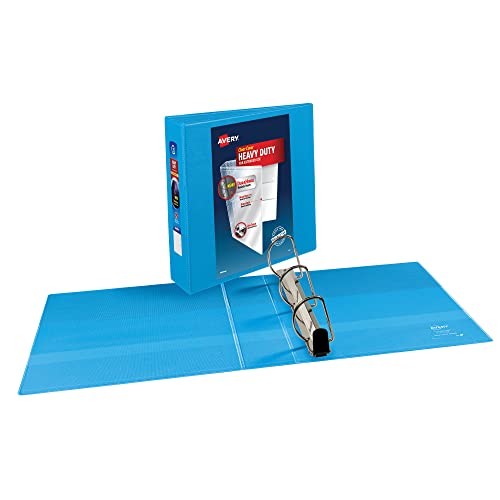 Avery Heavy-Duty View 3 Ring Binder, 3" One Touch Slant Rings, Holds 8.5" x 11" Paper, 1 Light Blue Binder (05601) (Pack of 4) - size: 3" (Pack of 4)