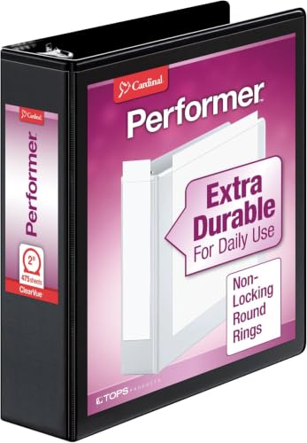 Cardinal Nonstick Round -Ring Vue Binders (CRD67425), Black, 2-Inch (67425) (Pack of 6) - color: Black, size: 2-Inch (Pack of 6)