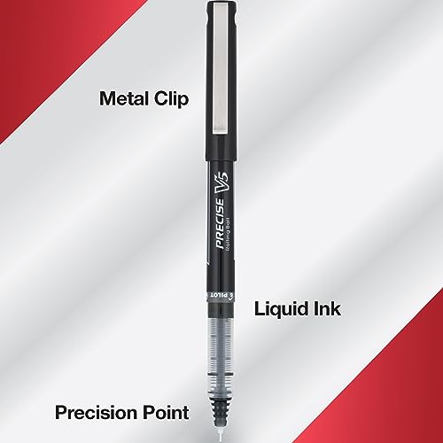 Pilot Precise V5 Rollerball Pens, Extra Fine Point 0.5 mm Black Pens, Black, Pack of 12 - Ideal for School, Journaling & Office Writing - color: Black, size: 12 Count (Pack of 1)