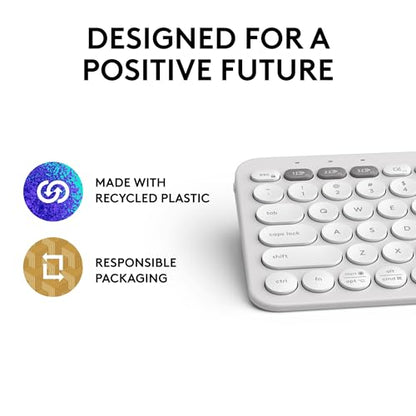 Logitech Pebble Keys 2 K380s, Multi-Device Bluetooth Wireless Keyboard with Customizable Shortcuts, Slim and Portable, Easy-Switch for Windows, macOS, iPadOS, Android, Chrome OS - Tonal White - color: White