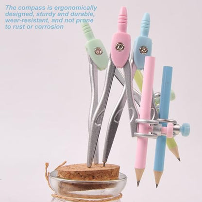 8 Piece Geometry Set, Math Tools Kit with Metal Compass, Protractor, Ruler for Students, Engineers and School Office Use