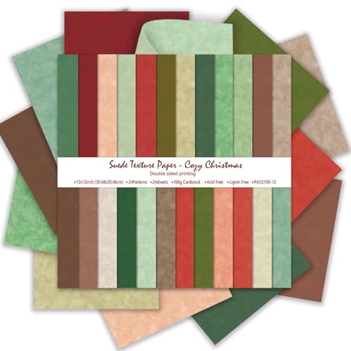 Scrapbook Paper 12x12 160gsm Double-Sided Patterned Decorative Papers for Scrapbooking, Junk Journaling, and Card Making, Ideal Scrapbook Supplies and Paper Craft Supplies 24 Sheets (Cozy Christmas) - color: Cozy Christmas