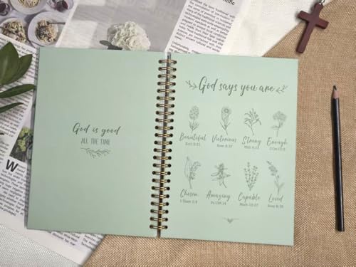 Christian Spiral Notebooks For Women - Bible Study Prayer Journal Dairy With God Says,140 Pages,Hardcover Coil-Bound Subject Notebook College Ruled,Inspirational Gifts For Church Members Journals For Writing, A5(5.8"X8.3") (Green) - color: Green
