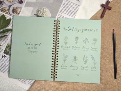 Christian Spiral Notebooks For Women - Bible Study Prayer Journal Dairy With God Says,140 Pages,Hardcover Coil-Bound Subject Notebook College Ruled,Inspirational Gifts For Church Members Journals For Writing, A5(5.8"X8.3") (Green) - color: Green