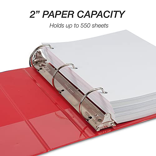 Samsill Durable 2 Inch Binder, D Ring Binder, Customizable Clear View Cover, Ruby Red, Holds 475 Pages - color: Red, size: 2 Inch