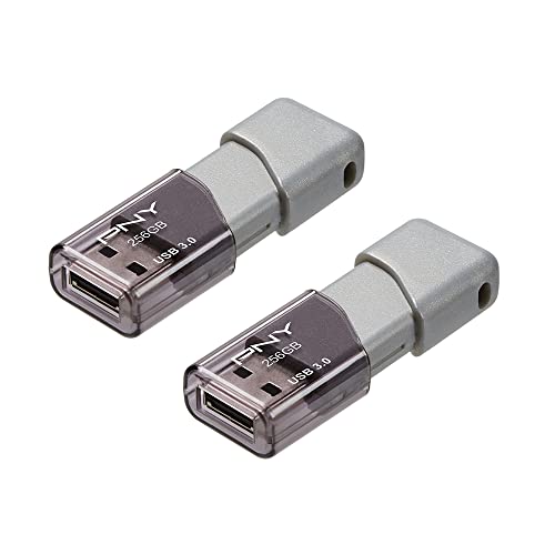 PNY P-FD256X2TBOP-MP 256GB Turbo Attaché 3 USB 3.0 Flash Drive,Silver (Pack of 2)