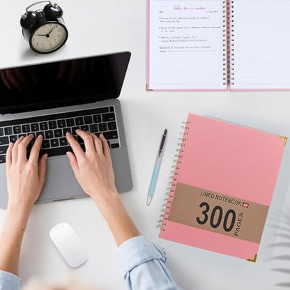 Hardcover Leather Spiral Notebook 8.5" x 11" with Removable Dividers, 300 Pages 5 Subject College Ruled Notebook for Work with Tabs, A4 Spiral Journal for Women Men, School Students Note Taking, Pink - color: 5 Subject Pink