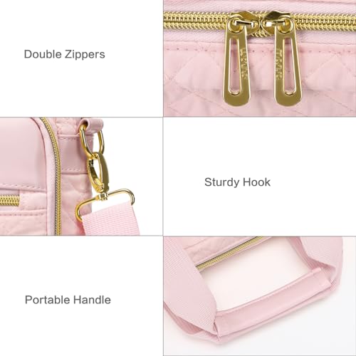 MOSISO 14 inch Laptop Bag, Laptop Briefcase Messenger Compatible with 14 inch HP, Dell, Lenovo, ASUS, Acer, Jumper, Square Quilted Computer Bag Work Office Business with 3 Pockets&Strap, Pink - color: Pink, size: 14 inch