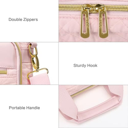 MOSISO 14 inch Laptop Bag, Laptop Briefcase Messenger Compatible with 14 inch HP, Dell, Lenovo, ASUS, Acer, Jumper, Square Quilted Computer Bag Work Office Business with 3 Pockets&Strap, Pink - color: Pink, size: 14 inch