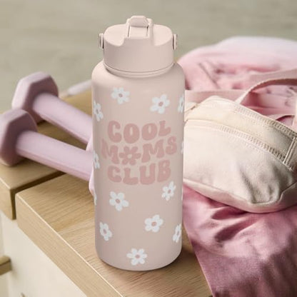 SANDJEST Mom Water Bottle, Cool Moms Club Bottles 32oz Stainless Steel Insulated with Lid, Mom Gifts from Daughter Son, Gifts for Mother's Day Christmas Birthday - color: Mom 1