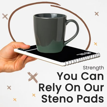 Steno Pads Spiral 6x9 12 Pack | Steno Notebooks Top Spiral Notepad | Steno Notepad 50 Sheets Each | Gregg Ruled Spirals Notebook 6x9 | Notebooks for Work. - color: B-Black (12 Pack)