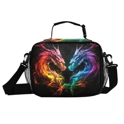 Color Flame Dragon Kids Lunch Box Insulated Lunch Bags Cooler Tote Bag with Removable Shoulder Strap for Boy Girl Student 20847458 - color: Flame Dragon