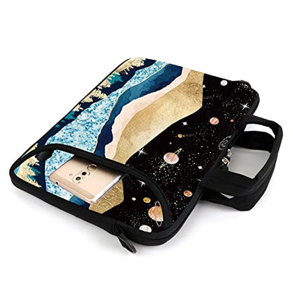 AMARY 13" 13.3" laptop sleeve chromebook case adjustable shoulder strap with handle accessory pocket (Mountains Galaxy) - color: Mountains Galaxy