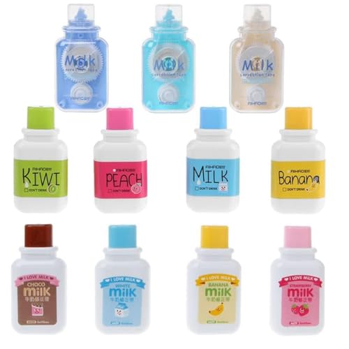 Cartoon Correction Tape Total Length 236.22inches (6M) Portable Milk Bottle White Correction Tape for for Student