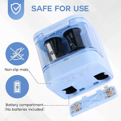 Eagle Electric Pencil Sharpener, Dual Holes, Battery Powered for School/Office/Art, 5s Fast Sharpening, Portable w/Large Shaving Tray & Replaceable Blades, for 6-12 mm Pencils(Blue) - color: Blue