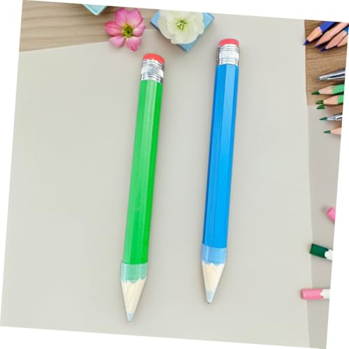Uonlytech 4pcs Colorful Jumbo Wooden Pencils Funny Large Props for Drawing Writing Ergonomic Design for Hands for Preschool Kindergarten Activities