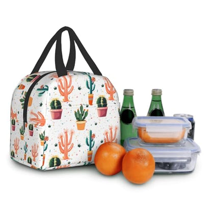 Cactus Lunch Bag Succulent Floral Insulated Lunch Tote Bags Container Reusable Cooler Lunch Box for Teens Kids Adult Office Outdoor - color: Cactus