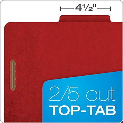 Pendaflex® Classification Folders, Standard, 1 Divider, Embedded Fasteners, 2/5 Cut Tab, Bright Red, Letter, 10/BX (23731) - color: Bright Red, size: Letter (Pack of 1), style: Classification
