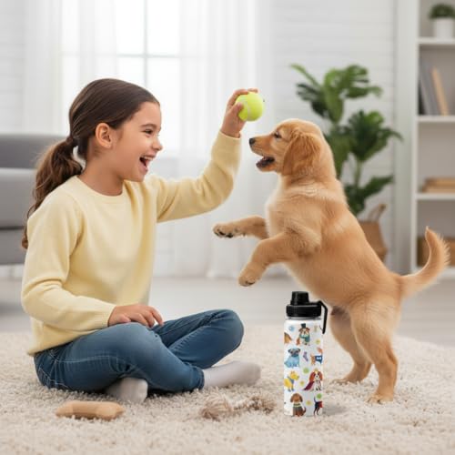 Dog Gifts For Women - Birthday Christmas Gift For Dog Lovers - Cute Dogs 18oz Tumbler With Handle for Dogs Mom, Keeps Drinks Cold & Hot Double Wall Vacuum Insulated Water Bottle - color: Pug