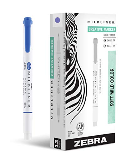 Zebra Pen Mildliner Dual-Tip Highlighters, Broad and Fine Tips, Ideal for Bible Highlighting, No Bleed, School Supplies, Teacher Supplies, and Office Supplies, Mild Lavender Ink, 12-Pack (78580upc) - color: Lavender