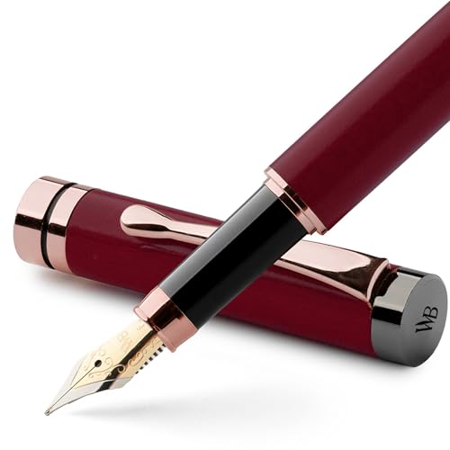 Wordsworth & Black Bamboo Wood Fountain Pen Set for Writing, Fine Nib | Violet Wood, Gift for Men Women, German Iridium 18K Gilded, Calligraphy Journaling, Converter + 6 Cartridges, Refillable - color: Violet Wood, style: Fine Nib
