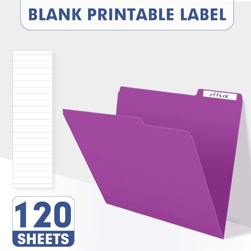File Folder, PANDRI 120 Pack File Folder, 1/3 Cut Tab, Letter Size, Filing Folder for Office School Business, Rosepurple - color: Rosepurple