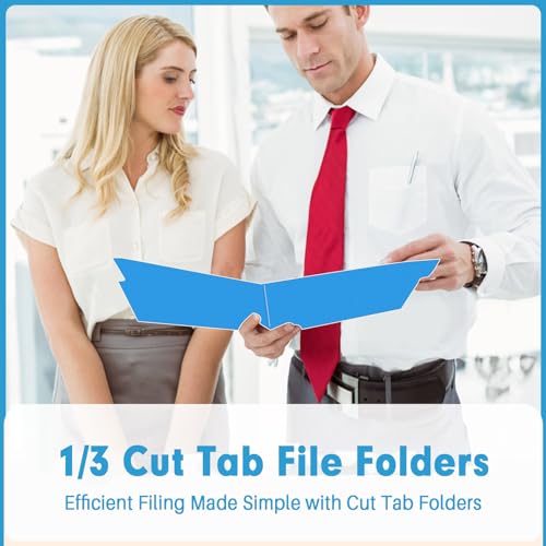 File Folder, PANDRI 120 Pack File Folder, 1/3 Cut Tab, Letter Size, Filing Folder for Office School Business, Blue - color: Blue