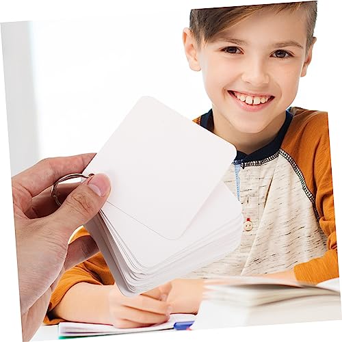 Veemoon 1Set Blank Flash Cards Pre Hole Punched Notecards with Binder Rings Multipurpose Hand Painting Cards for Learning Note Taking and Crafting Activities