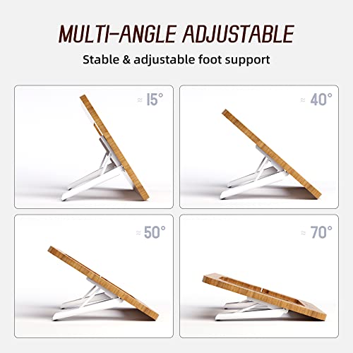 AFOOYO Bamboo Tablet Drawing Stand - Portable & Adjustable 5 Angles,Laptop Stands Riser, Book Reading Stand,Compatible with 9.7/10.2/10.5/10.9/11 inches - color: Bamboo, size: M-Fit 9.7/10.2/10.5/10.9/11 inches