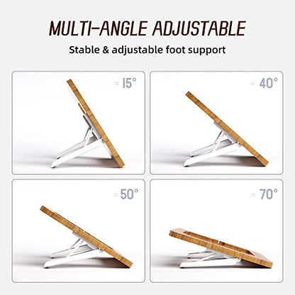 AFOOYO Wooden Tablet Drawing Stand - Adjustable 5 Angles for Laptop,Book Reading Stand, Compatible with 12.9/13inch iPad Pro with iPad Case Version(3rd - 7th Gen) - color: Bamboo, size: Large-Fit iPad Pro 12.9/13 inches