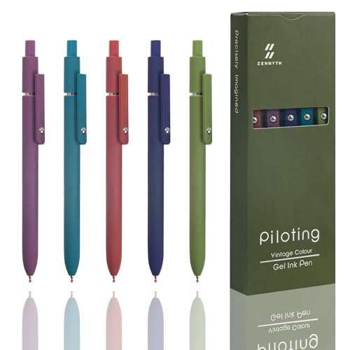 Gel Pens 5-Pack Quick-Dry Smudge-Resistant Ink, Writing Tools for School, Office, Creative Projects | Aesthetic Gift Set for Students/Teachers/Nurses/Professionals (Vintage Color) - color: Vintage Color