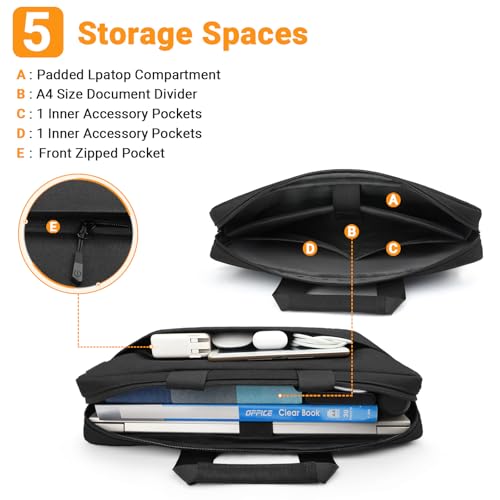 ZYB Waterproof Laptop Case 17-17.3 Inch Briefcase,Laptop Bag 17 17.3 Inch Sleeve Messenger with Shoulder Strap for 17 Inch Notebook Lenovo Dell HP ASUS Acer etc 17" Laptop Carrying Case Men-Black - size: 17-17.3 Inch
