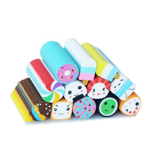Food Erasers 12 Pack Sushi Desserts Desk Pet Erasers for Kids Cute Fun School Supplies Prize Gifts Party Favors - style: Sushi