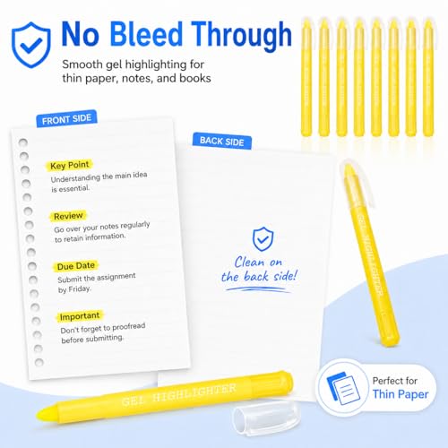 Yellow Gel Bible Highlighters, 8 Pack No Bleed Gel Highlighter Markers, Yellow Highlighters for Bible Study, Journaling, Notes, School and Office Use