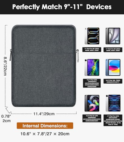 MoKo 9-11 Inch Tablet Sleeve Bag Carrying Case Fits New 11-inch iPad Pro M4/iPad Air M2 2024, Air 5/4/3 10.9"/10.5", Pro 11 M2, i-Pad 10th 10.9, i-Pad 9/8th Gen 10.2, Tab S8/S9 11", Space Gray - color: Space Gray, size: 9-11