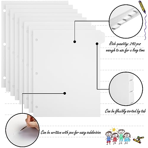 Harloon 30 Set 3 Ring Binder Dividers with 8 Tabs, 8.5x11 Blank Index Binder Bulk,1/8 Cut Tab Cardstock 3 Hole Punch 230 GSM Heavyweight Writable Subject Page Dividers for Office School (White) - size: White